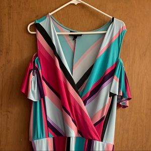 Lane Bryant colorful cold shoulder summer dress